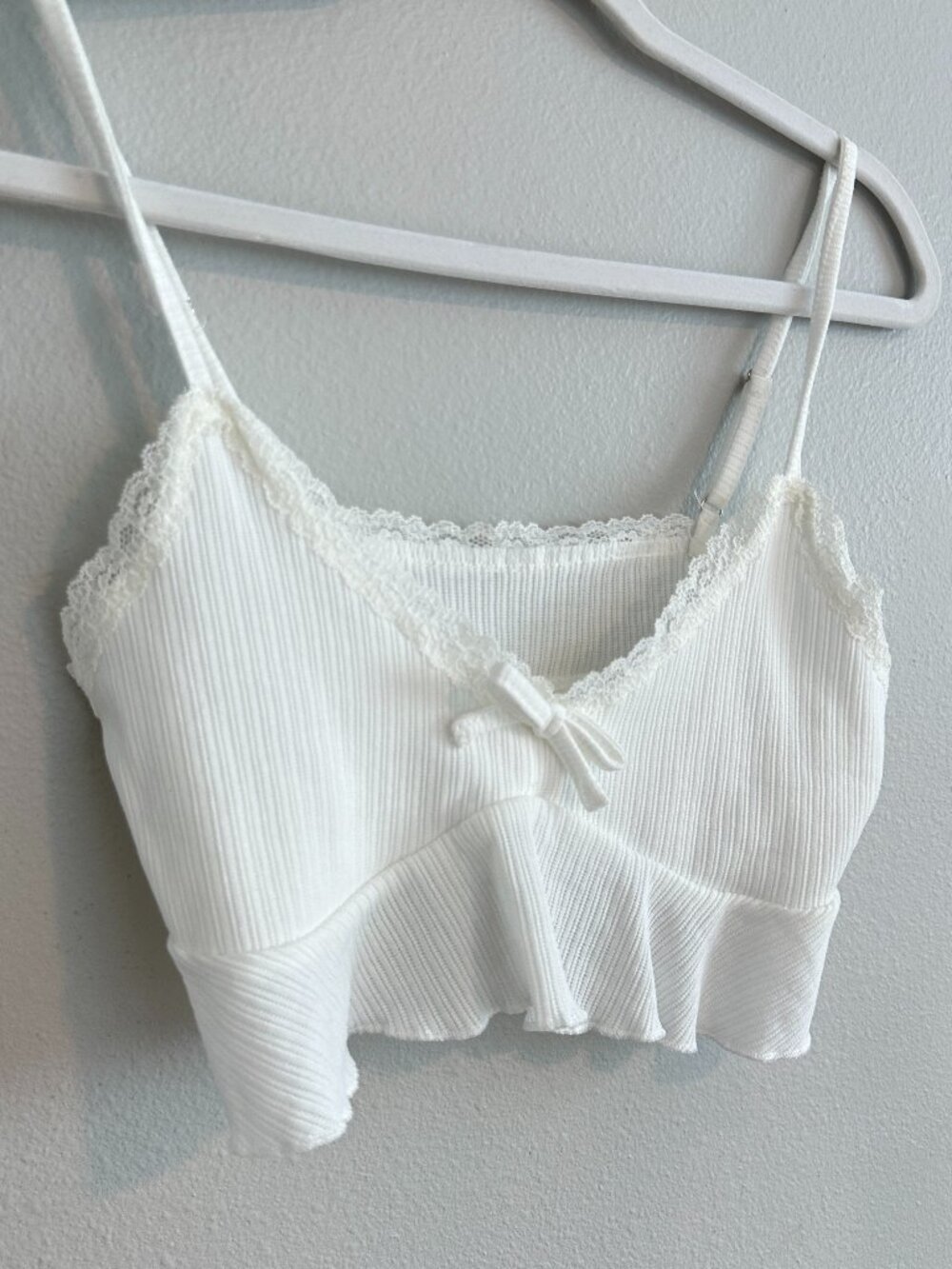 White Tie Front Cami Crop Top